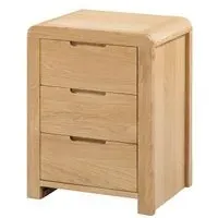 Curve Small 3 Drawer Bedside Cabinet - Oak