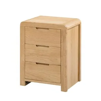 Curve Small 3 Drawer Bedside Cabinet - Oak