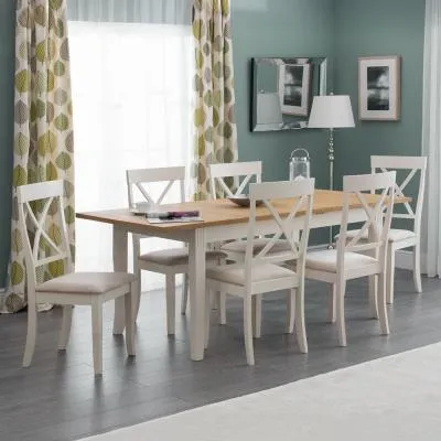 Davenport 4-6 Seater Extendable Dining Set - Ivory, Oak image
