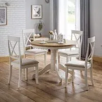 Davenport 4-Seater Round Dining Set with 4 Chairs - Ivory