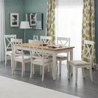 Davenport 6-Seater Dining Set with Chairs - Ivory, Oak