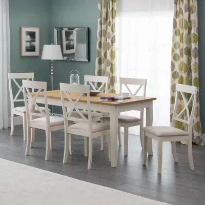 Davenport 6-Seater Dining Set with Chairs - Ivory, Oak