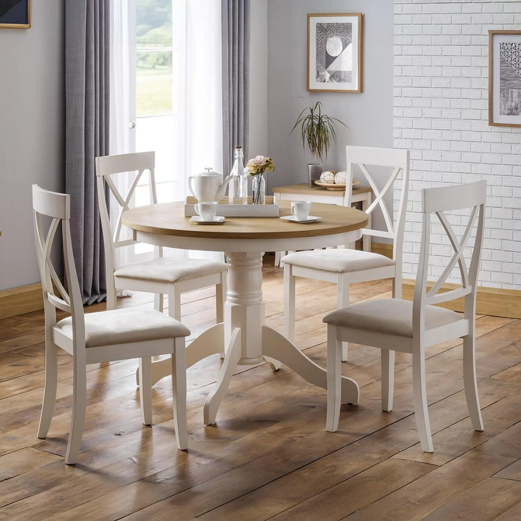 Davenport Cross Back Dining Chair Set of 2 - Grey