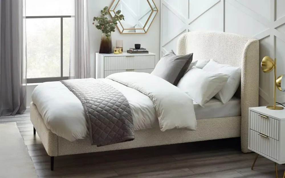 Eden Bed Frame - Ivory, Boucle