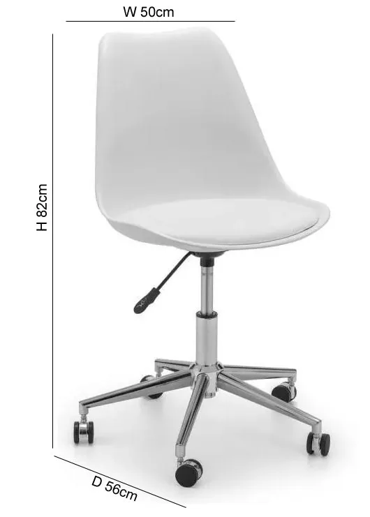 Erika Office Chair - White, Faux Leather