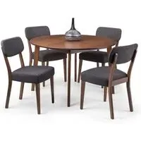 Farringdon 4-Seater Round Dining Set with Chairs - Walnut