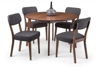 Farringdon 4-Seater Round Dining Set with Chairs - Walnut