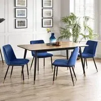 Findlay 4-6 Seater Dining Set with Delaunay Chairs - Walnut, Blue