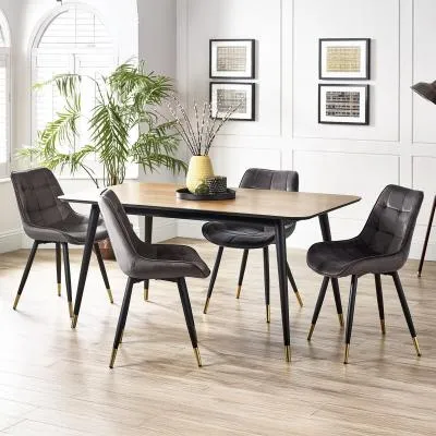 Findlay 4-6 Seater Dining Set with Hadid Chairs - Walnut