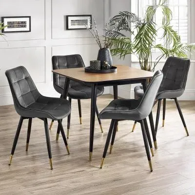 Findlay 4-Seater Square Dining Set with Delaunay Chairs - Walnut