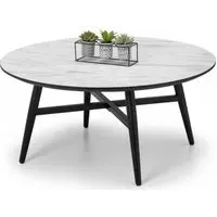 Firenze Round Coffee Table - White, Marble Effect