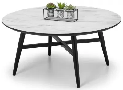 Firenze Round Coffee Table - White, Marble Effect image