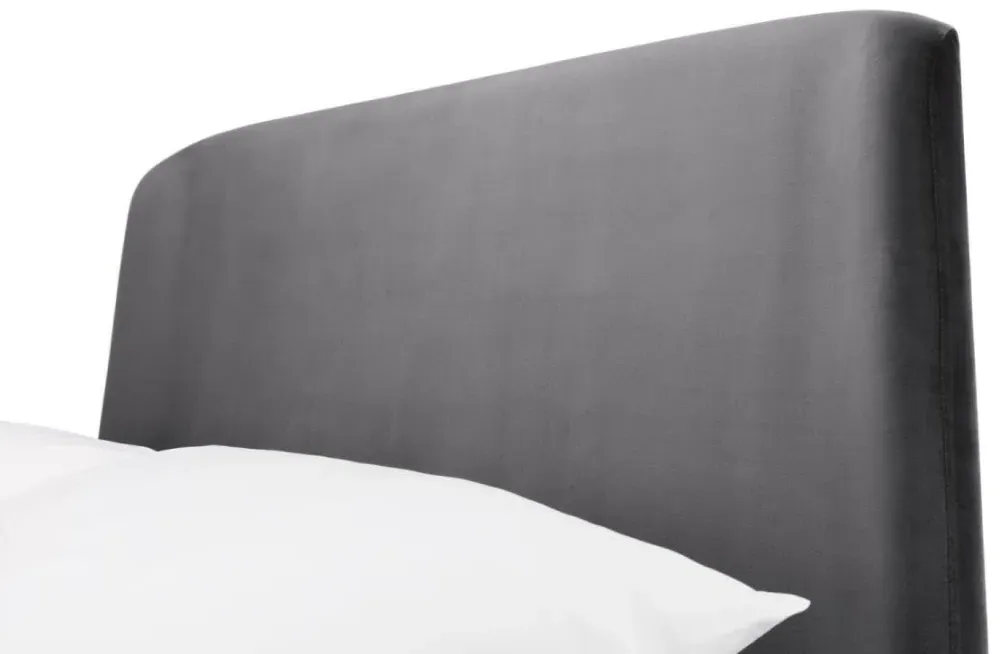 Frida Curved Fabric Bed Frame - Grey, Velvet