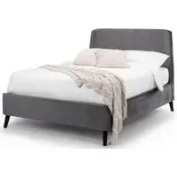 Frida Curved Fabric Bed Frame - Grey, Velvet