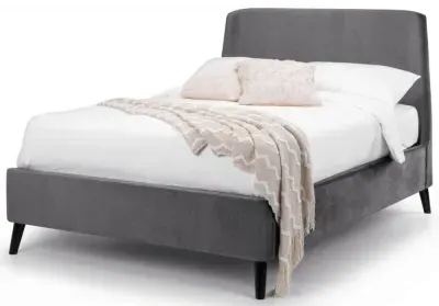 Frida Curved Fabric Bed Frame - Grey, Velvet image