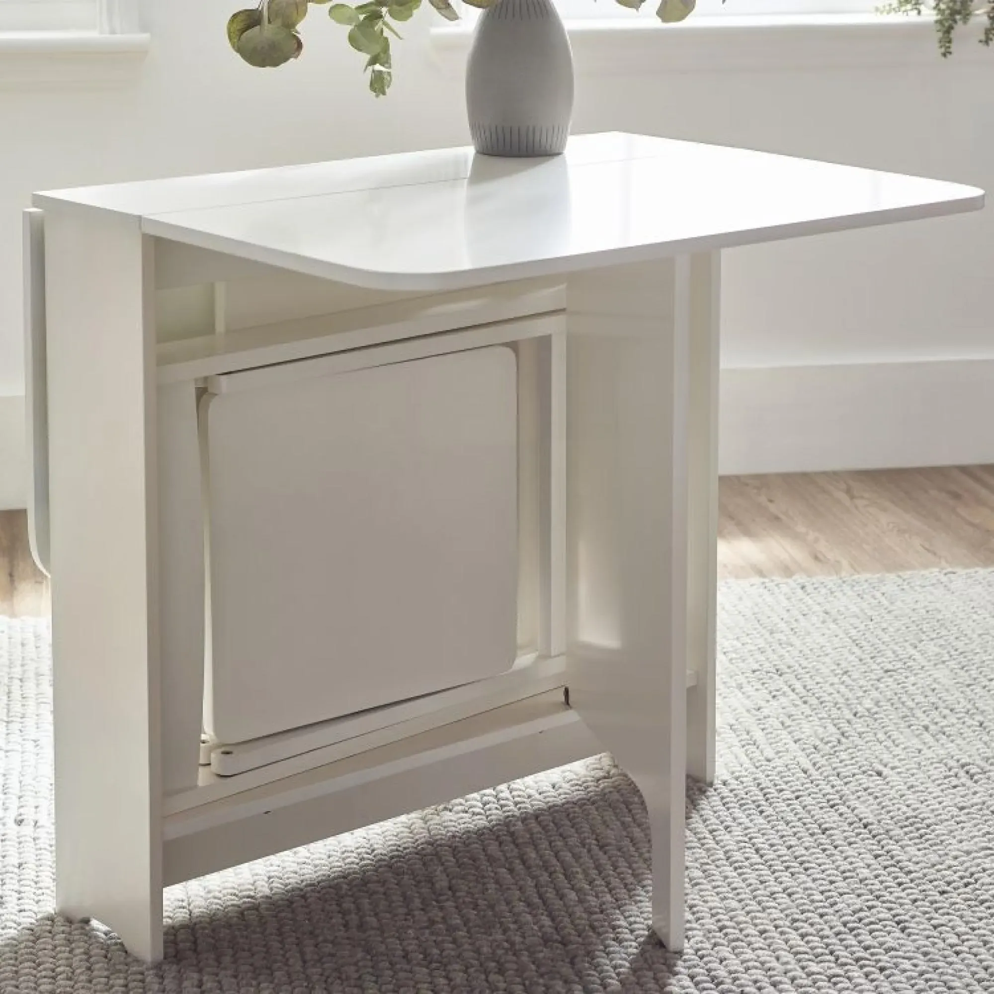 Gatan Gateleg 2-Seater Dining Set with 2 Chairs - White