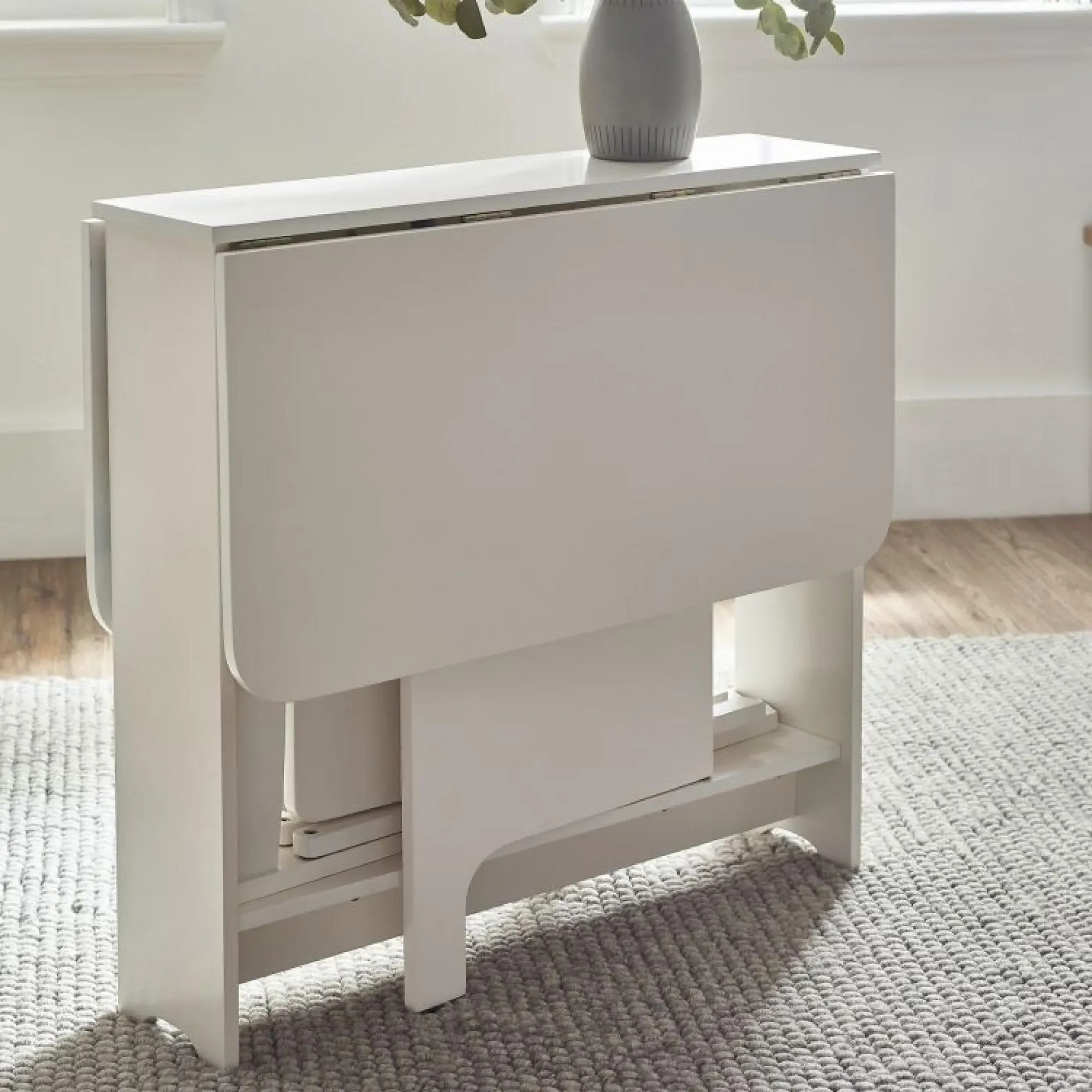 Gatan Gateleg 2-Seater Dining Set with 2 Chairs - White