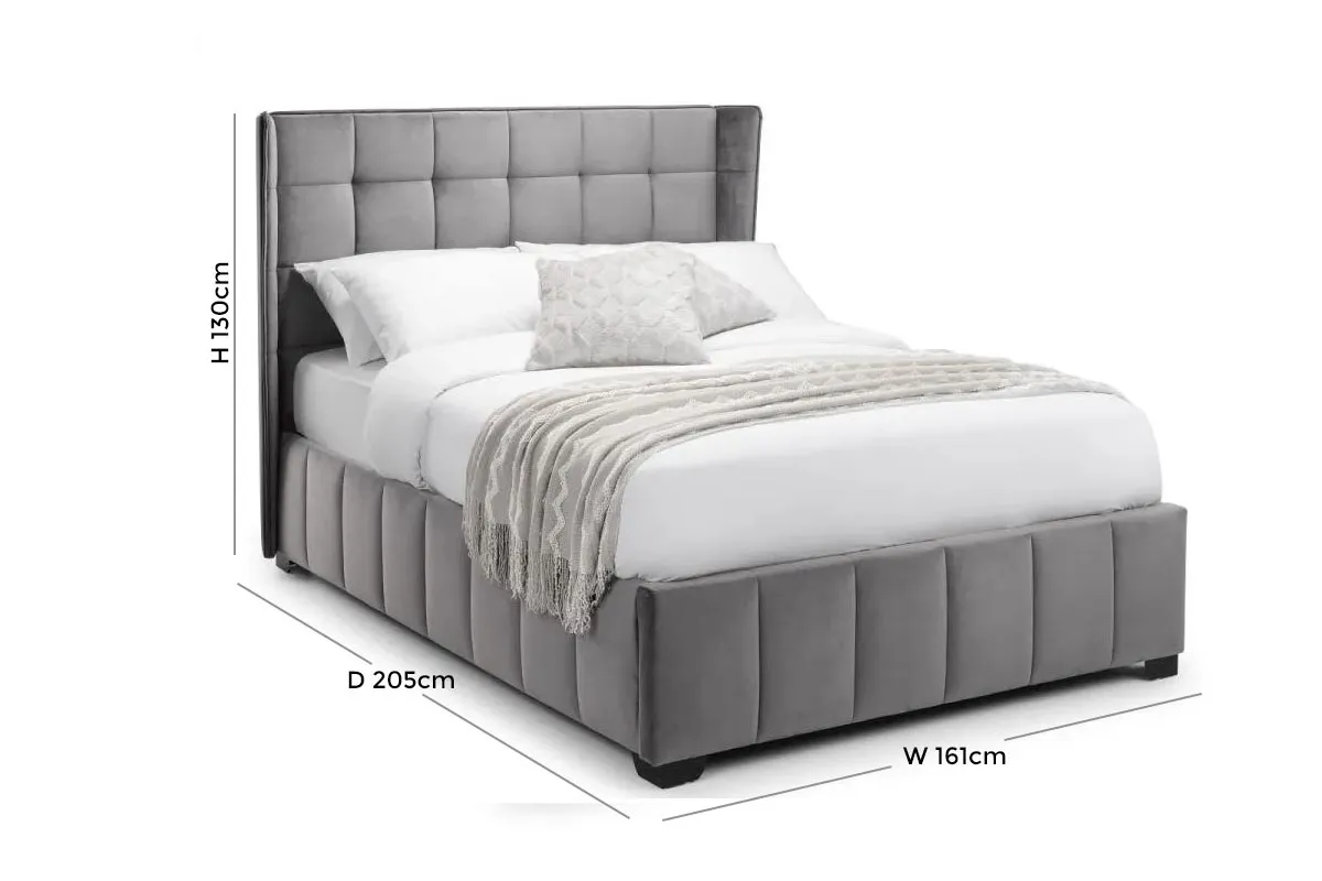 Gatsby Ottoman Storage Bed - Light Grey, Velvet