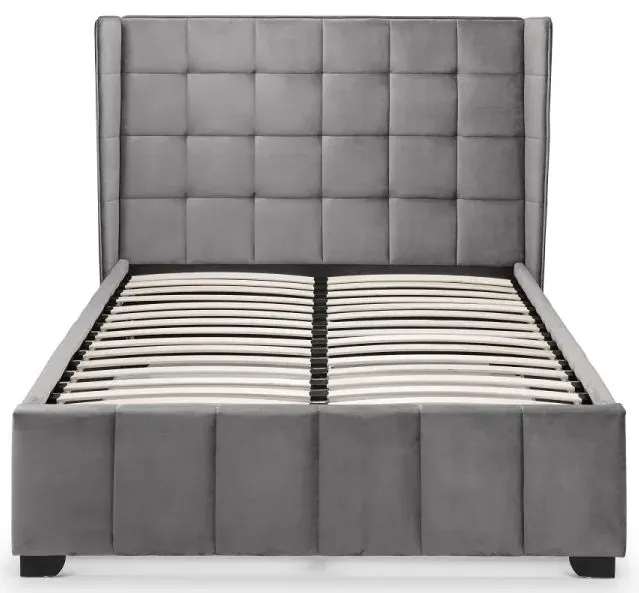 Gatsby Velvet Fabric Bed - Light Grey
