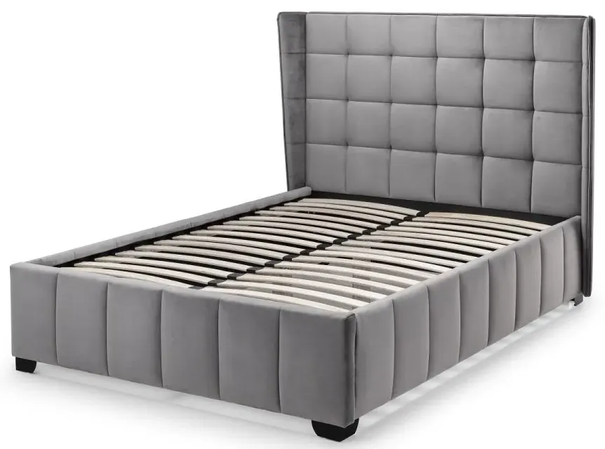 Gatsby Velvet Fabric Bed - Light Grey