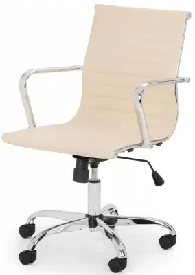Gio Office Chair - Ivory, Faux Leather
