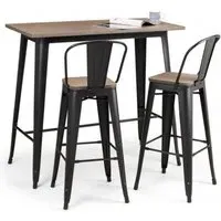Grafton Elm Wood Bar Set with 2 Stools - Mocha