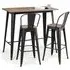 Grafton Elm Wood Bar Set with 2 Stools - Mocha