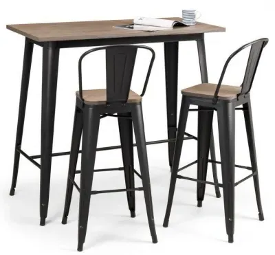 Grafton Elm Wood Bar Set with 2 Stools - Mocha image