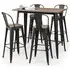 Grafton Industrial Bar Set with 4 Stools - Mocha, Elm Wood