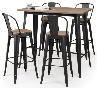 Grafton Industrial Bar Set with 4 Stools - Mocha, Elm Wood image