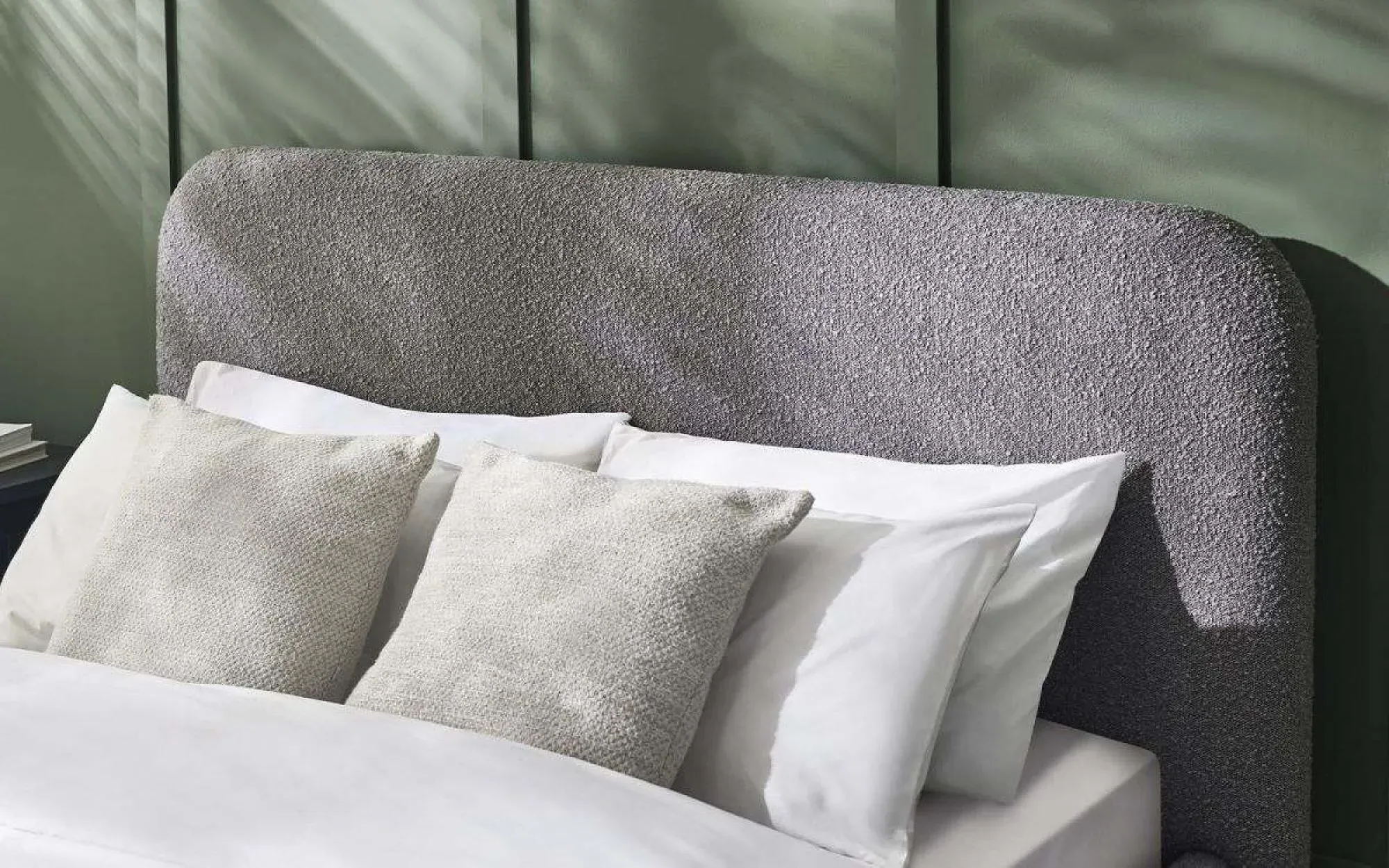 Hannah Boucle Fabric Bed - Grey