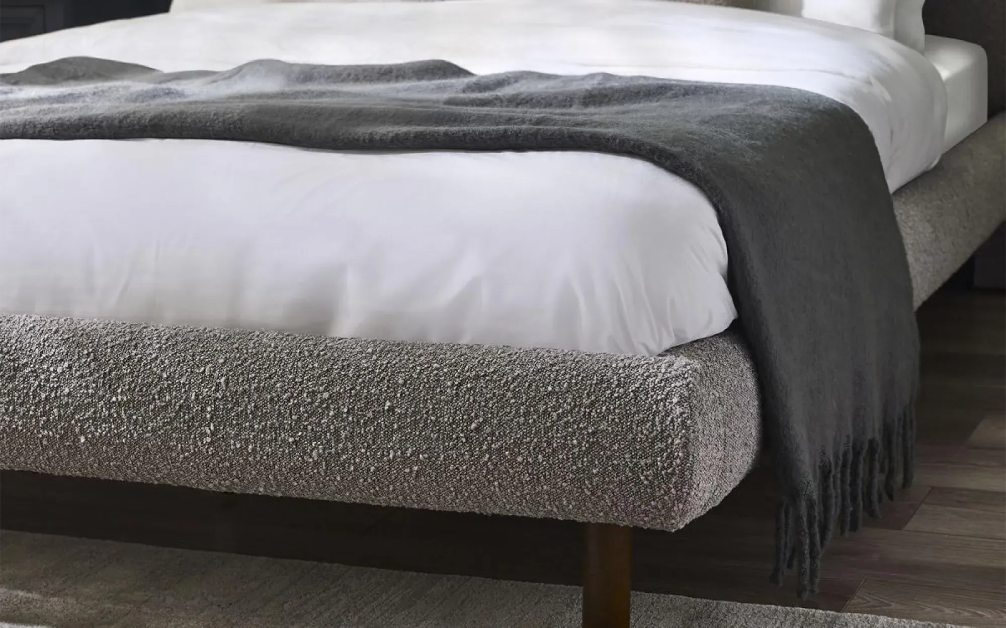 Hannah Boucle Fabric Bed - Grey