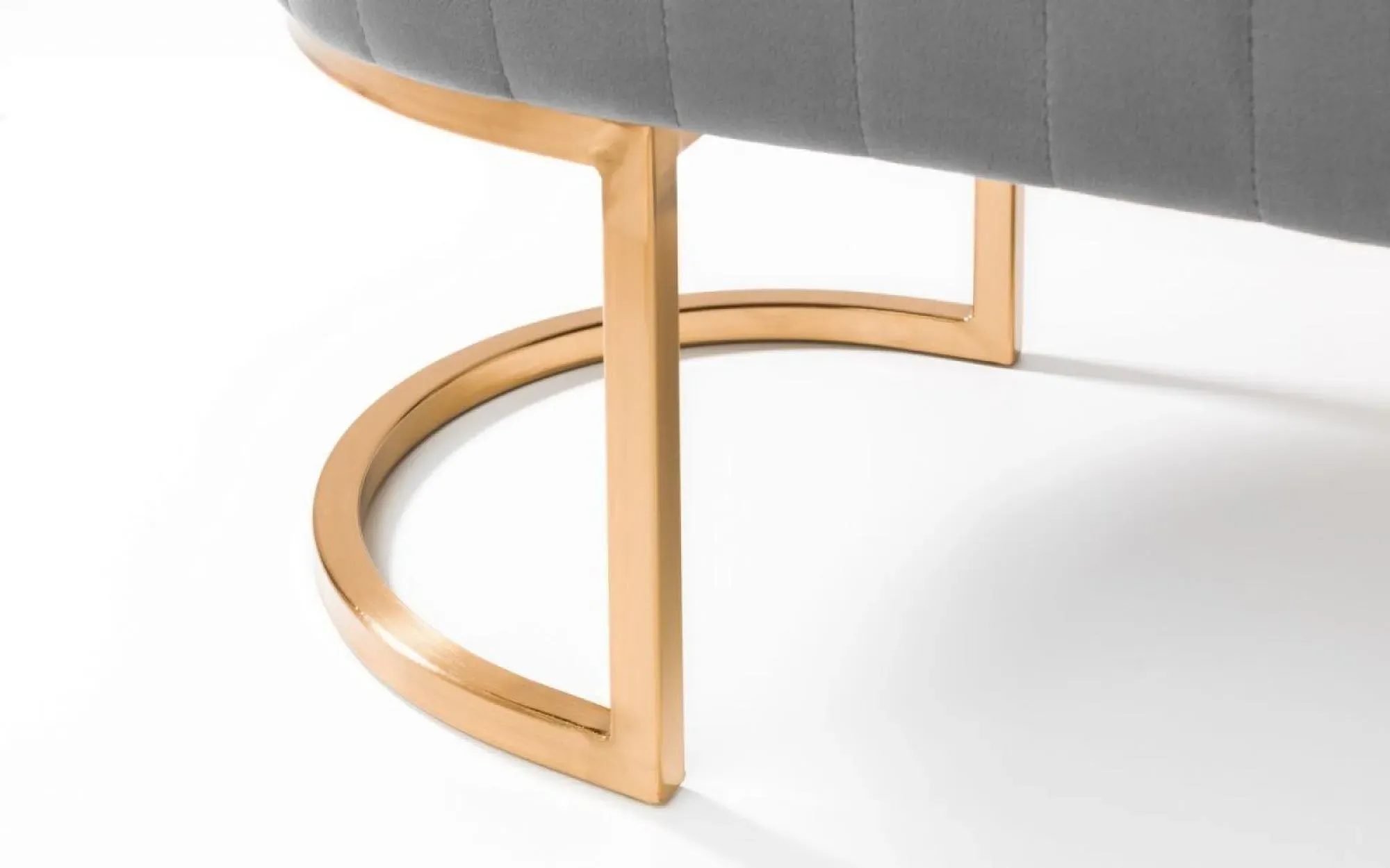 Harrogate Curved Upholstered Bench - Grey, Velvet