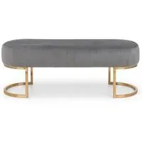 Harrogate Curved Upholstered Bench - Grey, Velvet