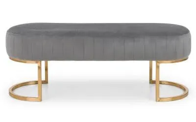 Harrogate Curved Upholstered Bench - Grey, Velvet image