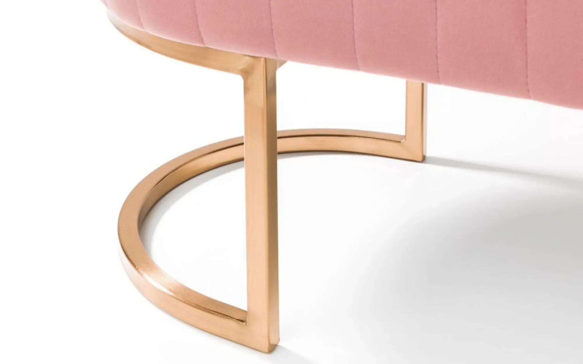 Harrogate Curved Upholstered Bench - Pink, Velvet