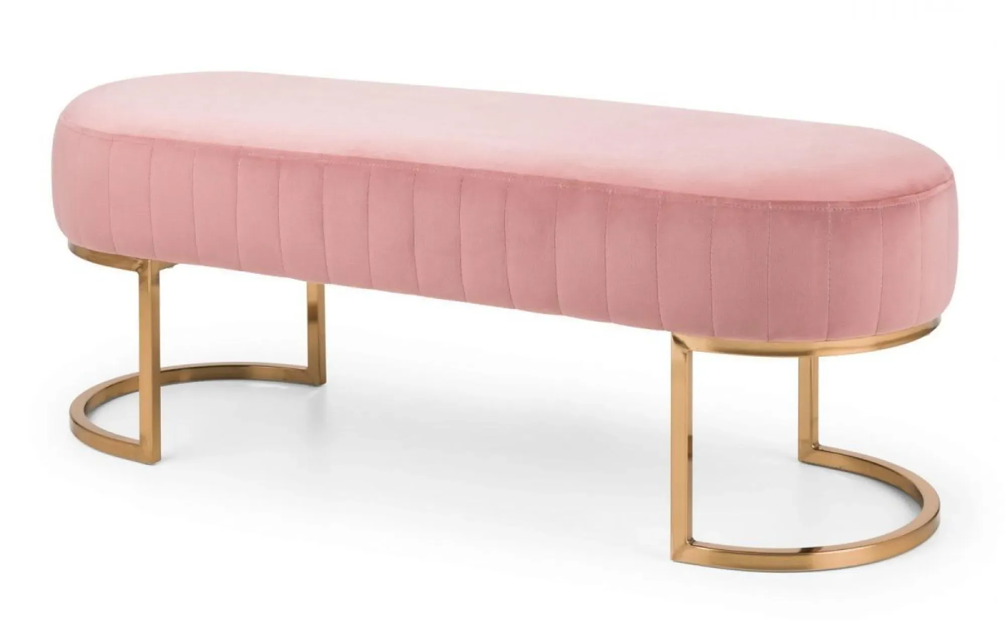 Harrogate Curved Upholstered Bench - Pink, Velvet