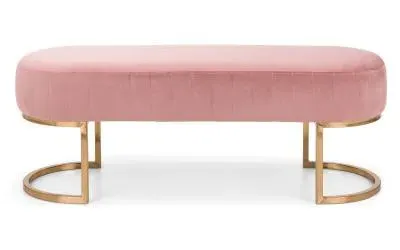 Harrogate Curved Upholstered Bench - Pink, Velvet