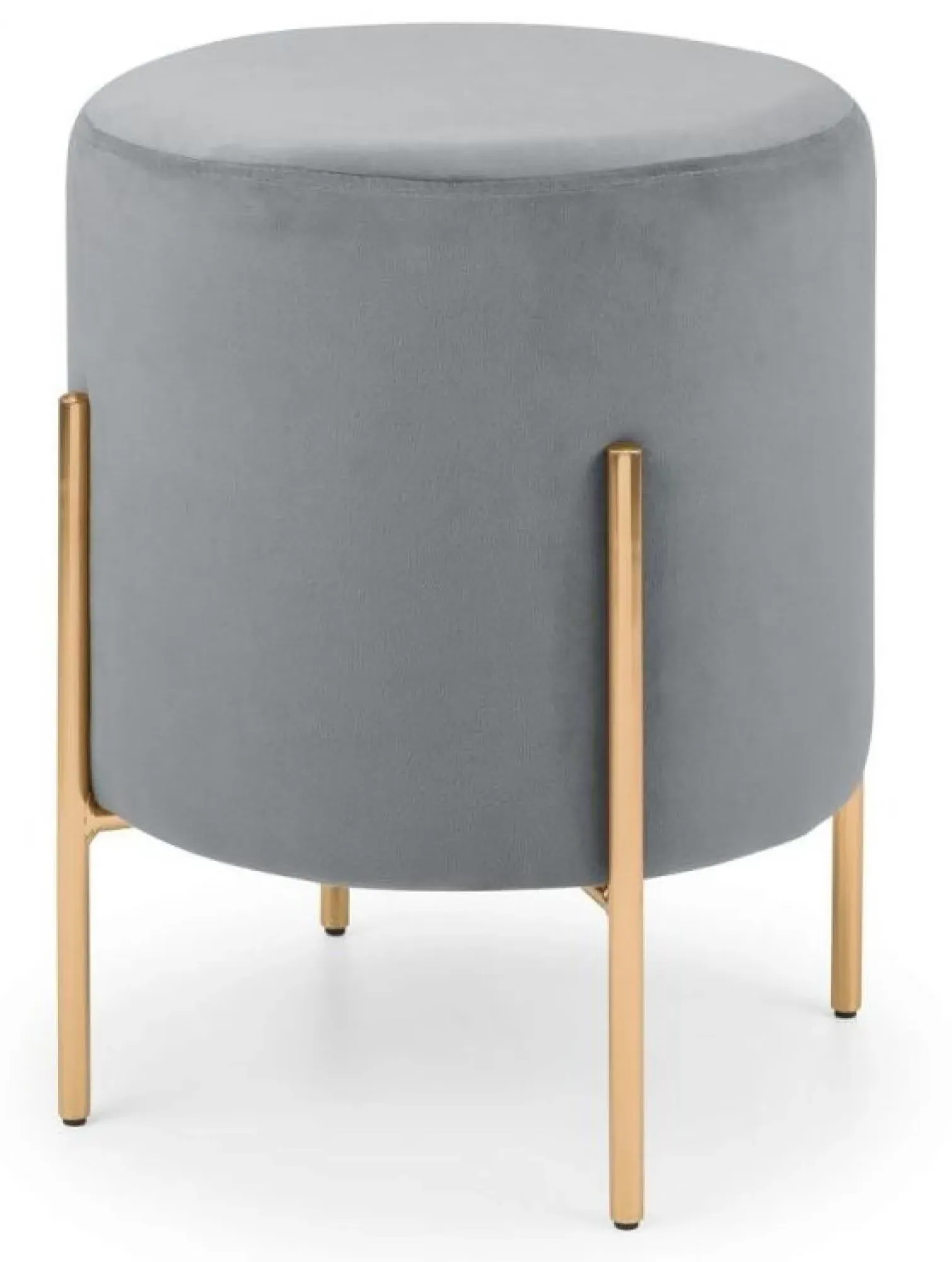 Harrogate Round Upholstered Stool - Grey, Velvet