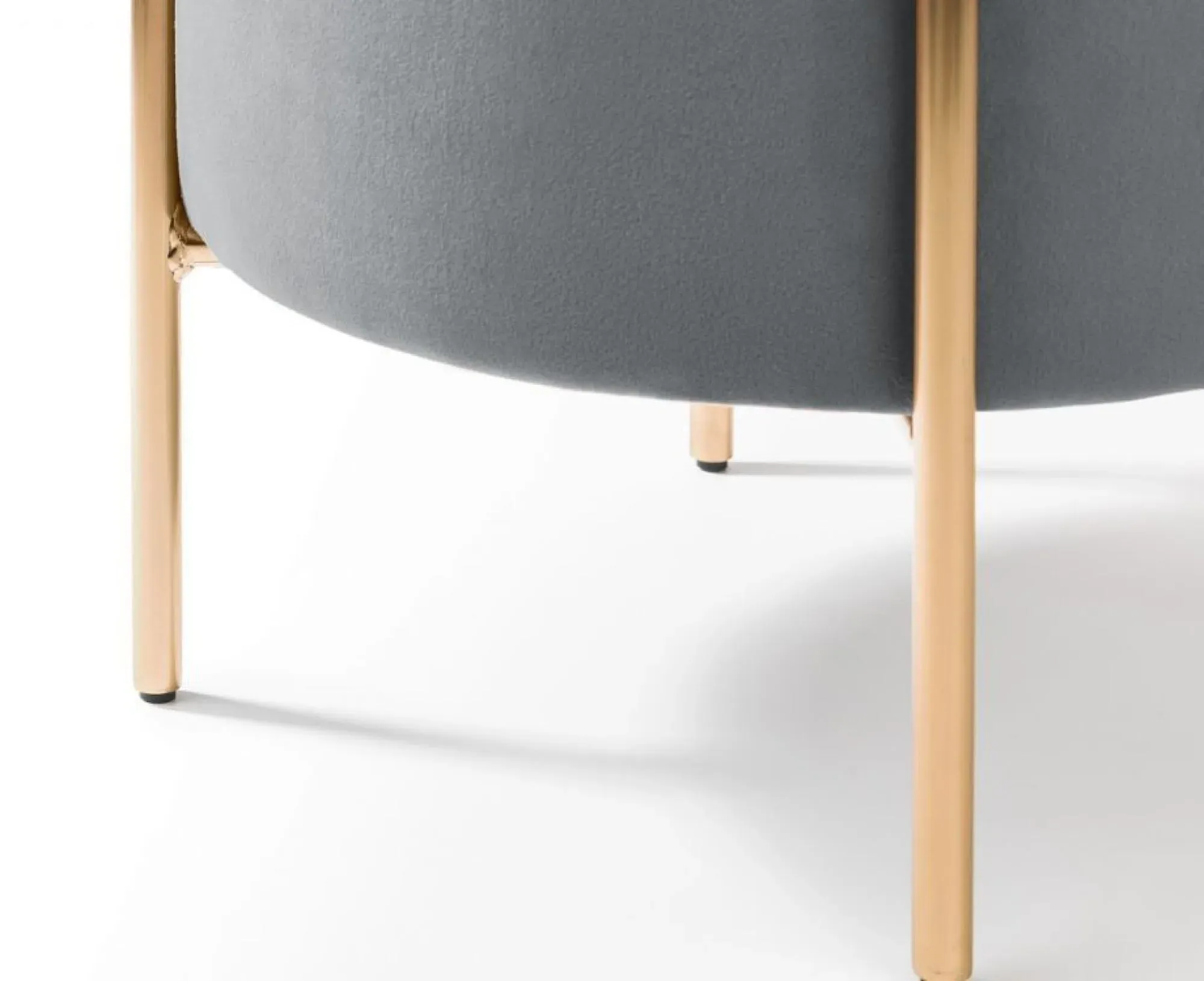 Harrogate Round Upholstered Stool - Grey, Velvet