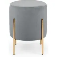 Harrogate Round Upholstered Stool - Grey, Velvet
