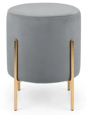 Harrogate Round Upholstered Stool - Grey, Velvet image