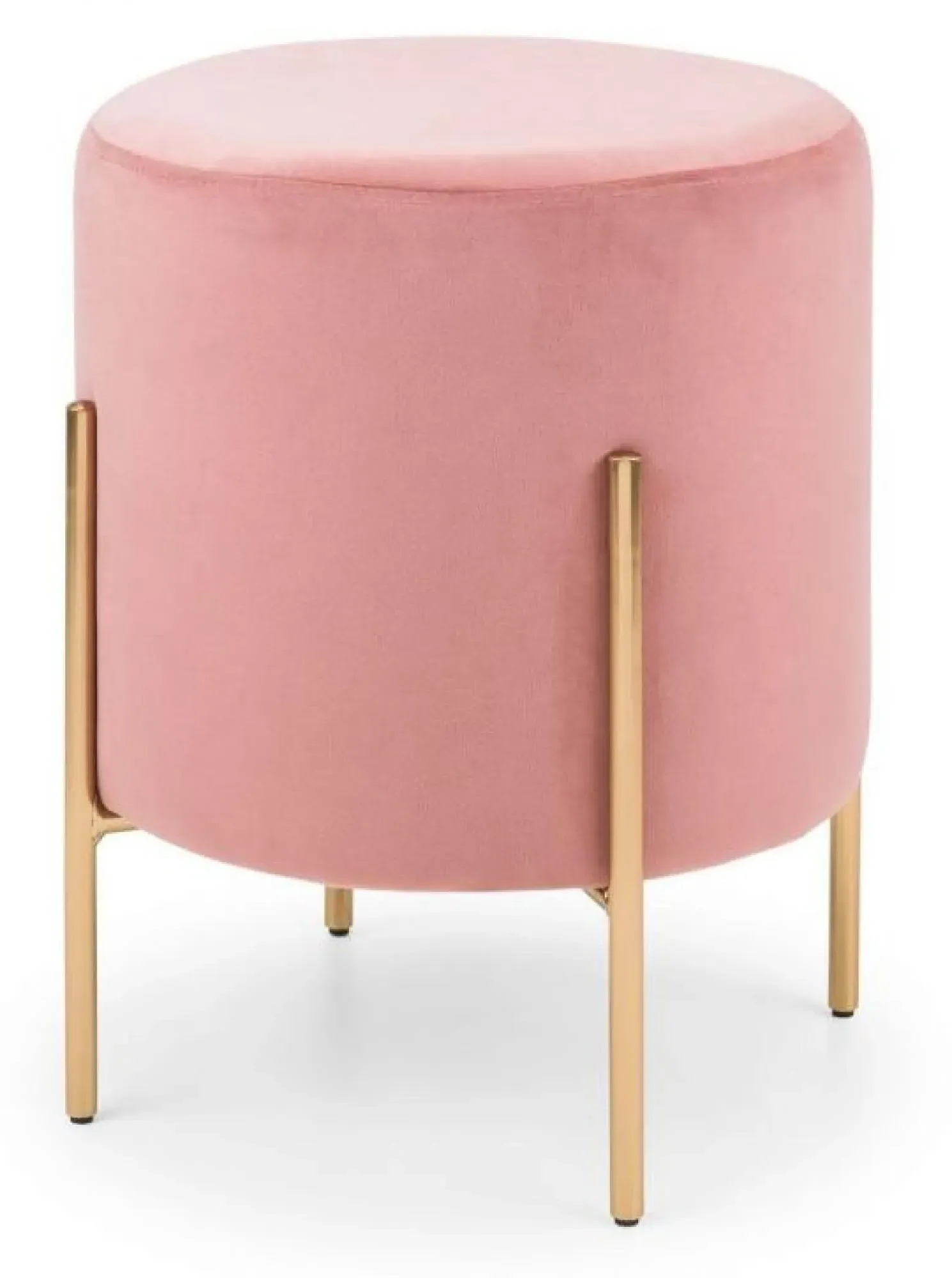 Harrogate Round Upholstered Stool - Pink, Velvet