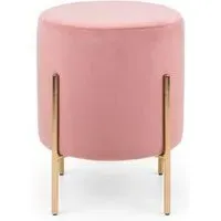 Harrogate Round Upholstered Stool - Pink, Velvet
