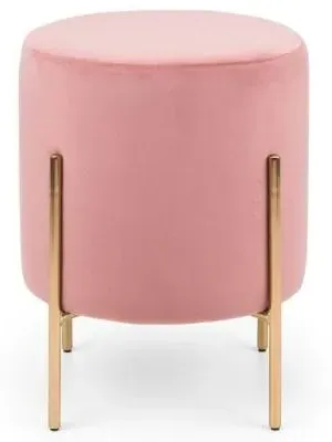 Harrogate Round Upholstered Stool - Pink, Velvet