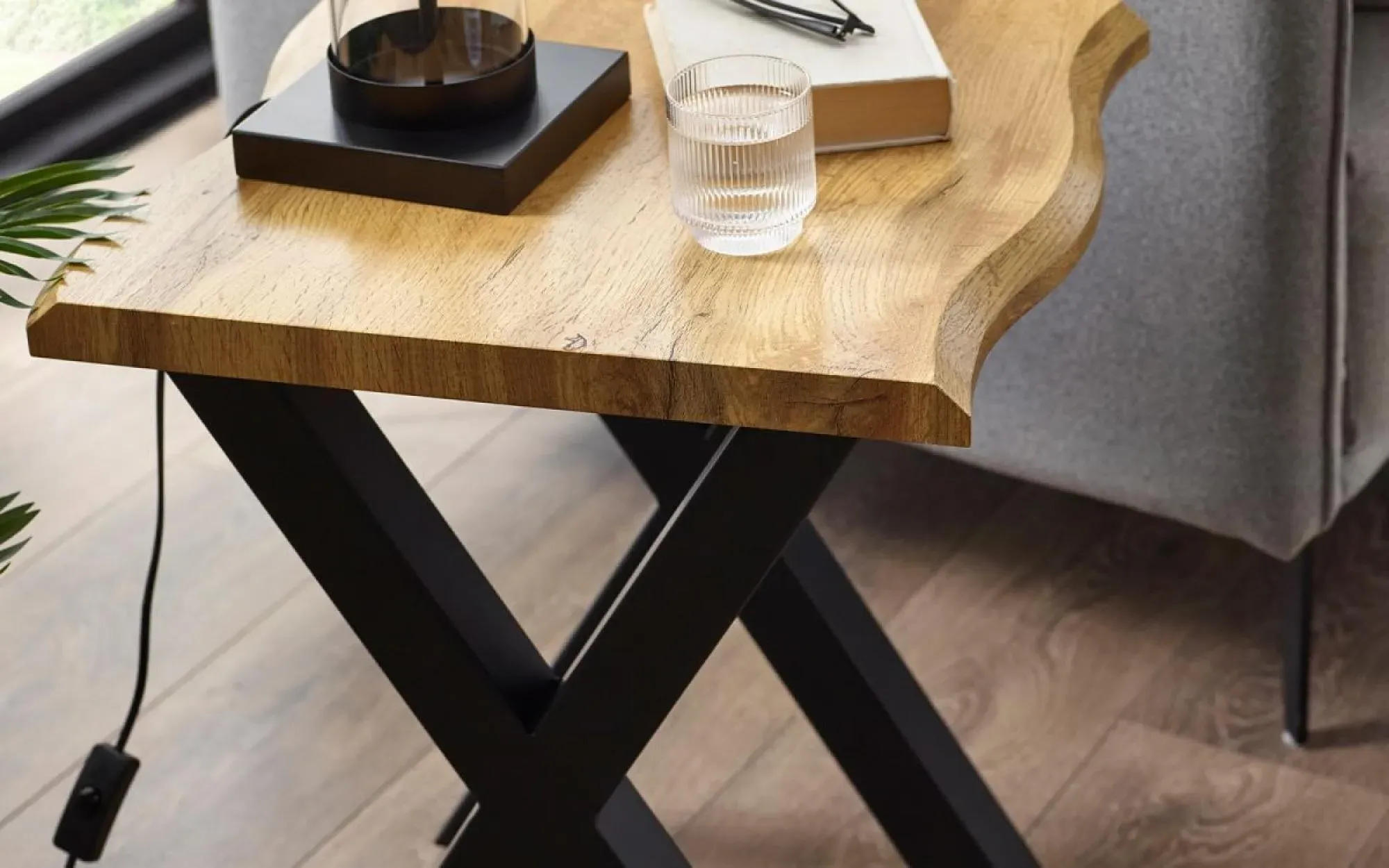 Harvey Oak Effect Lamp Table