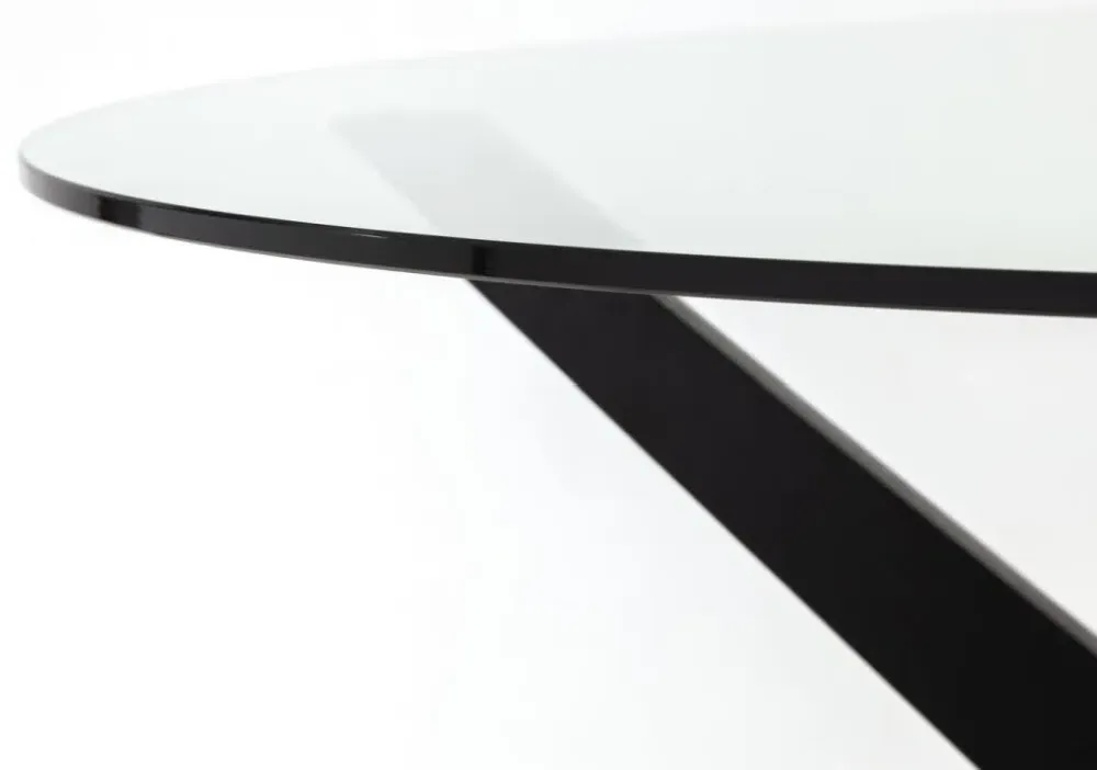 Hayden 4-Seater Round Dining Table - Black, Glass