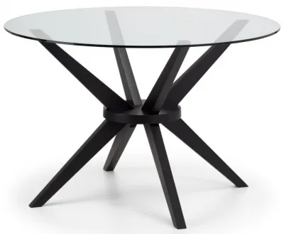 Hayden 4-Seater Round Dining Table - Black, Glass image