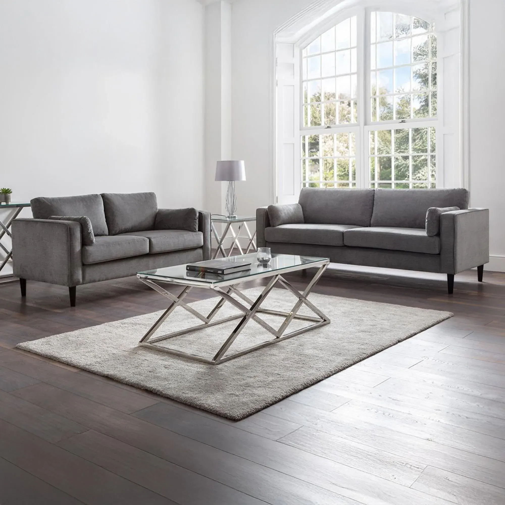 Hayward 2-Seater Sofa - Dark Grey, Chenille