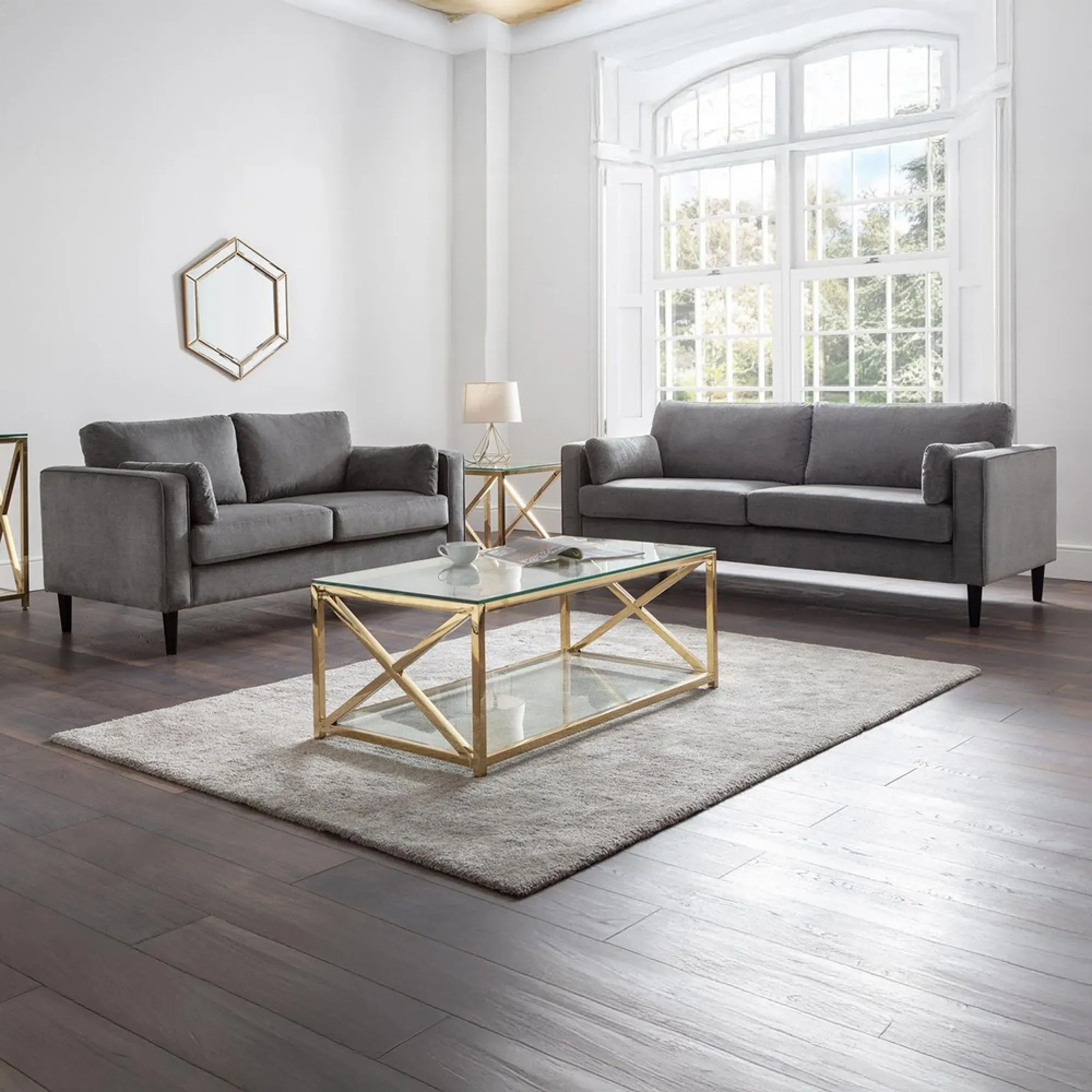 Hayward 2-Seater Sofa - Dark Grey, Chenille